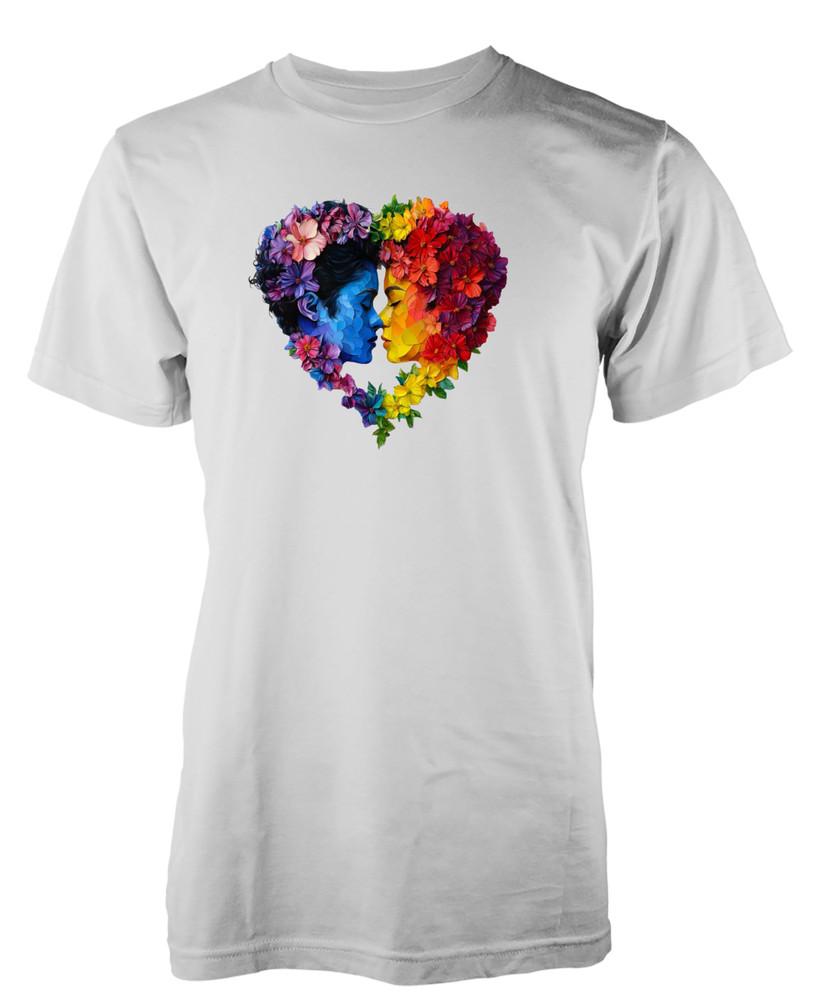 

Pride The Kiss Flowers Loveheart Lovers Rainbow LQBTQ Tshirt Adult and Kids S