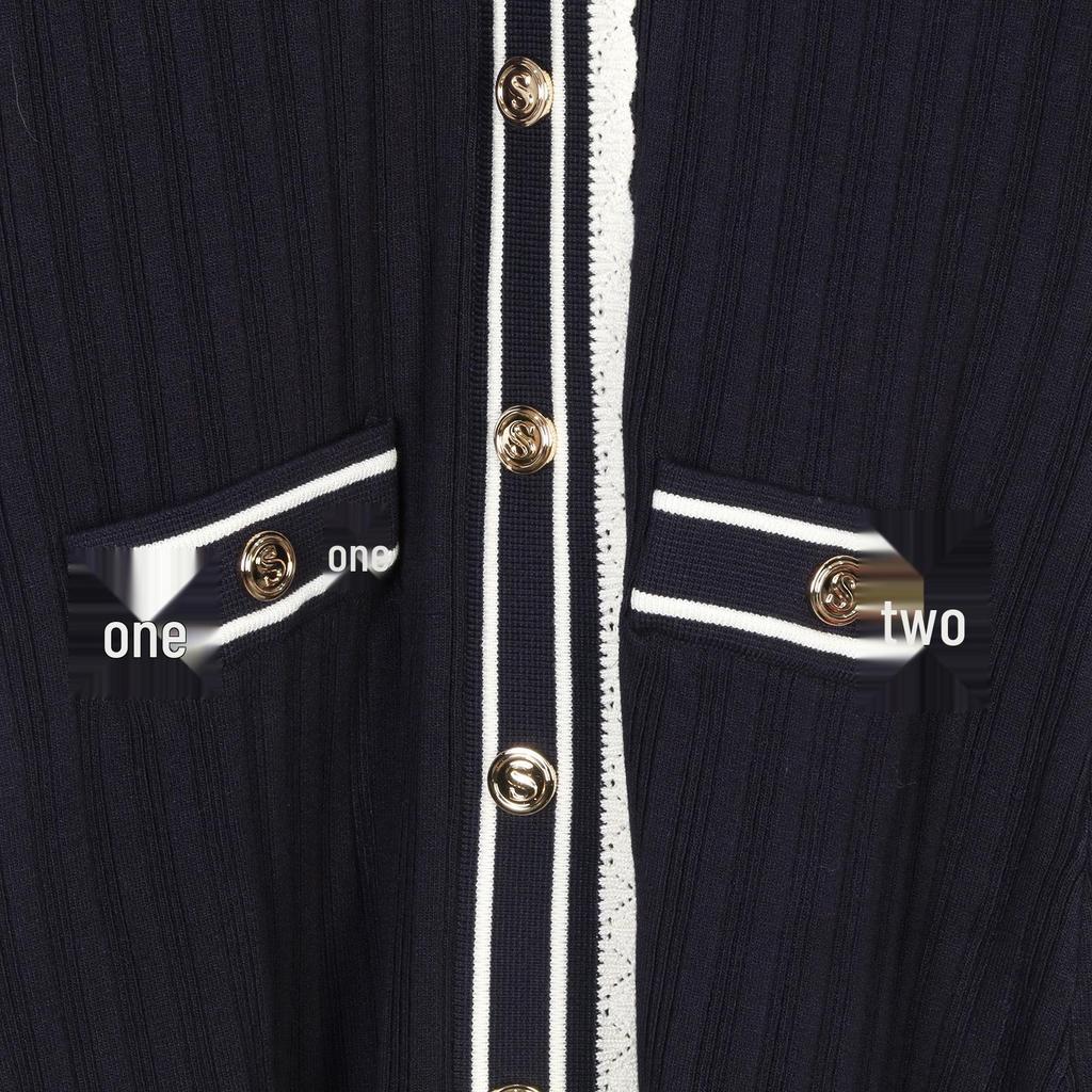 French S Autumn/Winter Polo Lapel Knitted A-Line Dress