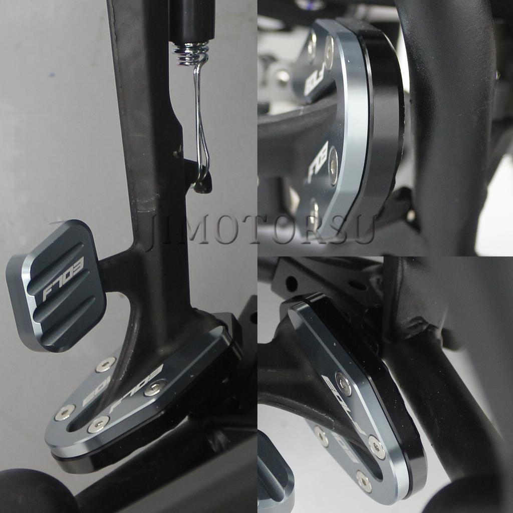 For Zontes 703F F703 703  Side Stand Enlarger Pad CNC Aluminum Kickstand Extension Foot Support Base Motorcycle Acssories