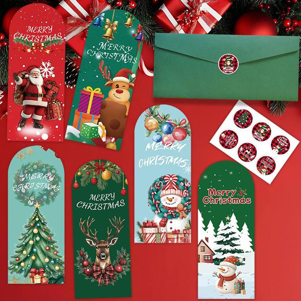 6pcs Christmas Card Set 6-Pattern Funny Christmas Card Greeting With Envelopes And Stickers For Giving Christmas Gift Cards