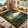 Mushroom Forest Theme Crystal Velvet Floor Rug Personalized Custom Name Text Warm Carpet Home Decoration