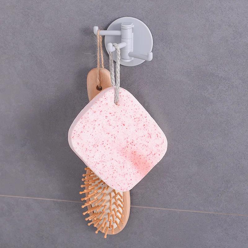 2pcs Creative Rotating Hook Kitchen Bathroom Wall Hook Unmarked Paste Home Plain Color Hook Kitchen Accseeories Household