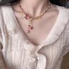 Sweet Girl Cute Candy Color Flower Strawberry Beaded Necklace Female Niche Design Seaside Vacation Collarbone Chain