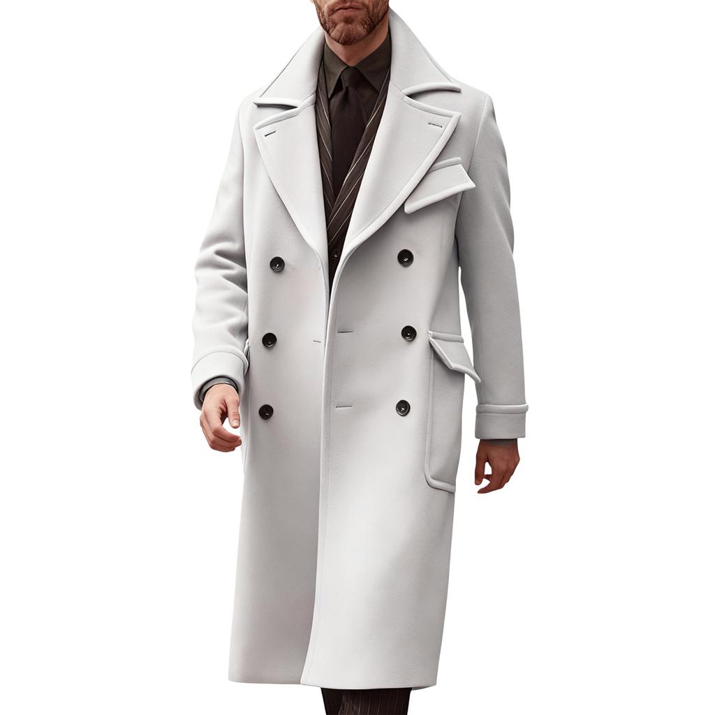 Britischer einfarbiger langer Herrenmantel Modischer warmer Wollmantel