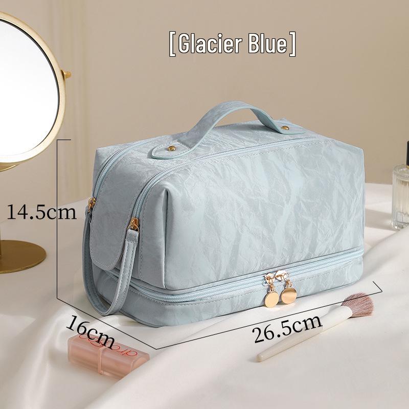 

High-Capacity Double-Zipper PU Travel Makeup & Toiletry Bag