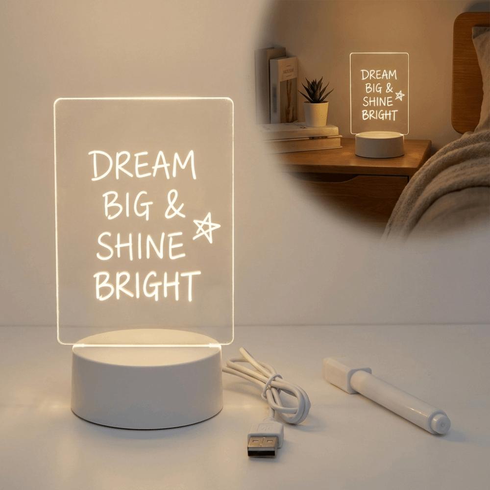 USB Powered Message Board Night Light 3D Glow Effect Acrylic Writing Board Gift Giving