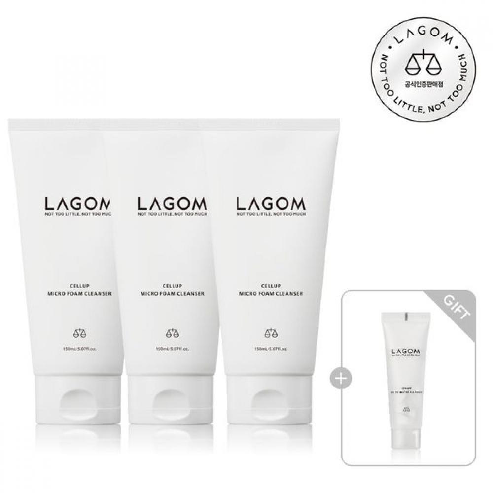 Lagom Triple Set Micro Foam Cleanser 150ml + Cleansing Brush Gift Gel to water mini
