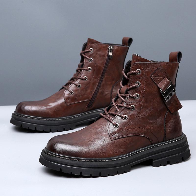 

Зимние мужские ботинки Martin из натуральной кожи 2024 года — высокие, модные, в стиле ретро, с бархатной подкладкой, теплые модные ботинки 42