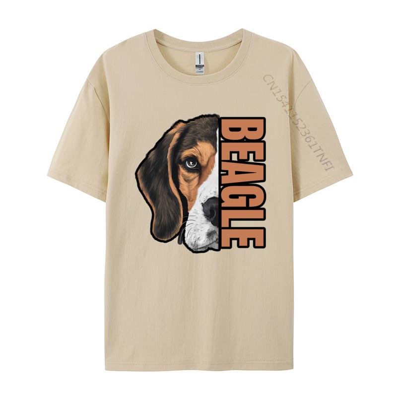 Beagle HalfFace Tshirt Gift TShirt Youthful T Shirts For Men Cotton Tops  Tees Street Cheap Pop Art