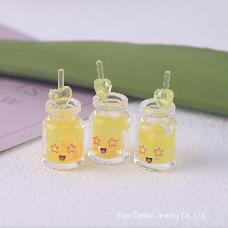 DIY Luminous Expression Bottle Pendant with Love Straw - Beverage Cup Keychain and Mobile Phone Charm with Hanging Hole