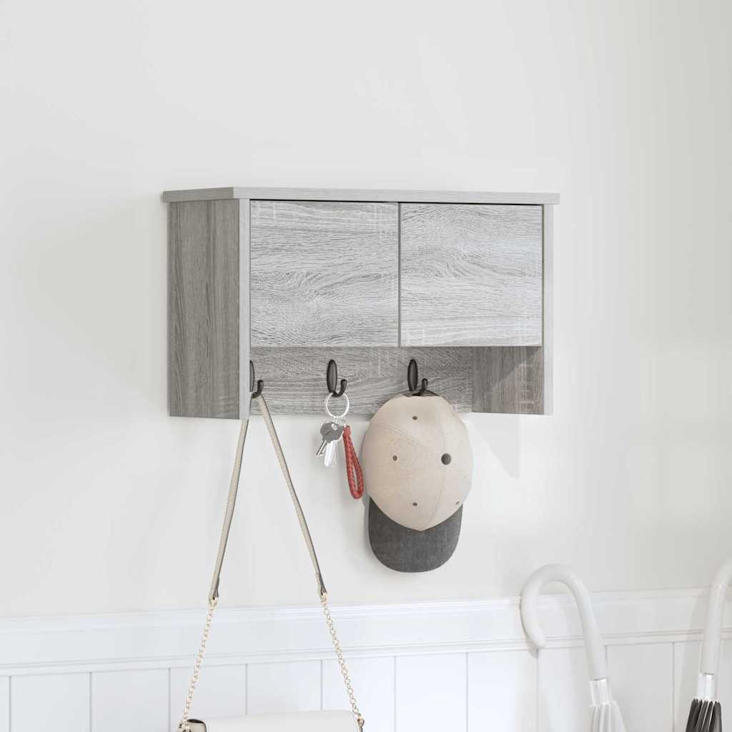 Wall Mounted Nightstand with Door Grey Sonoma 50 x 20 x 30 cm