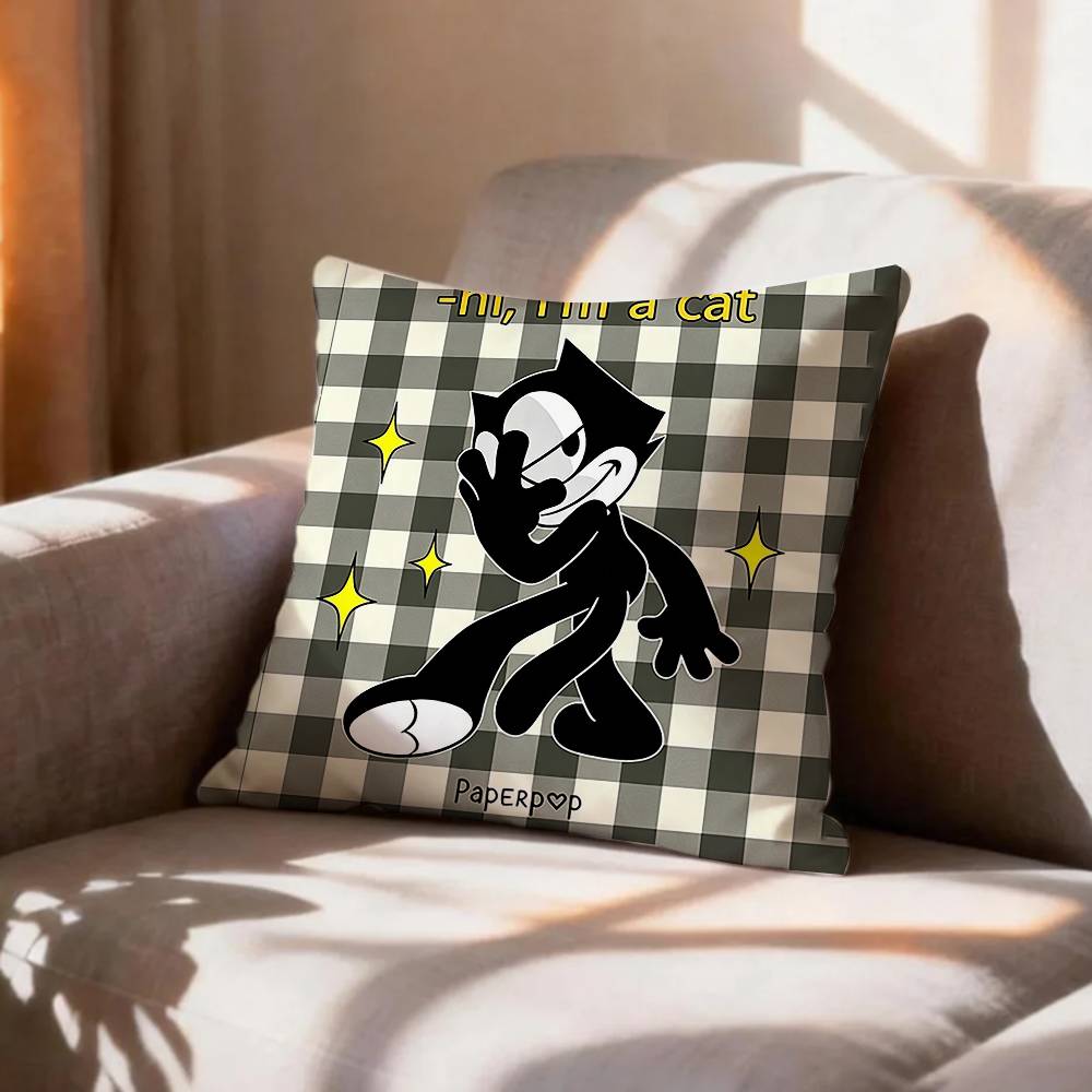 Vintage Animation Character FFelix The Cat   Pillow Case Pattern Printed Pillowcase For Living Room Sofa Cushion Cover