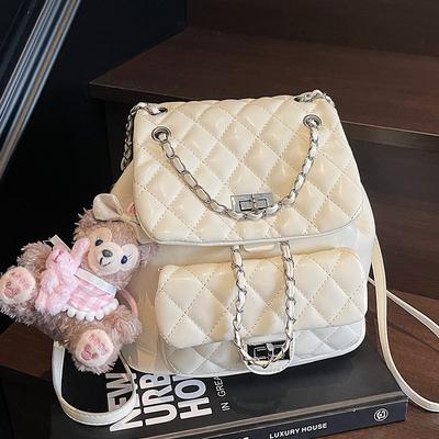 Koreanischer heißer Verkauf süßer kleiner duftender Wind Rautenmuster Kette Doppelschulter kleiner Rucksack sanftes Gefühl Mode Freizeit Pendler Umhängetasche