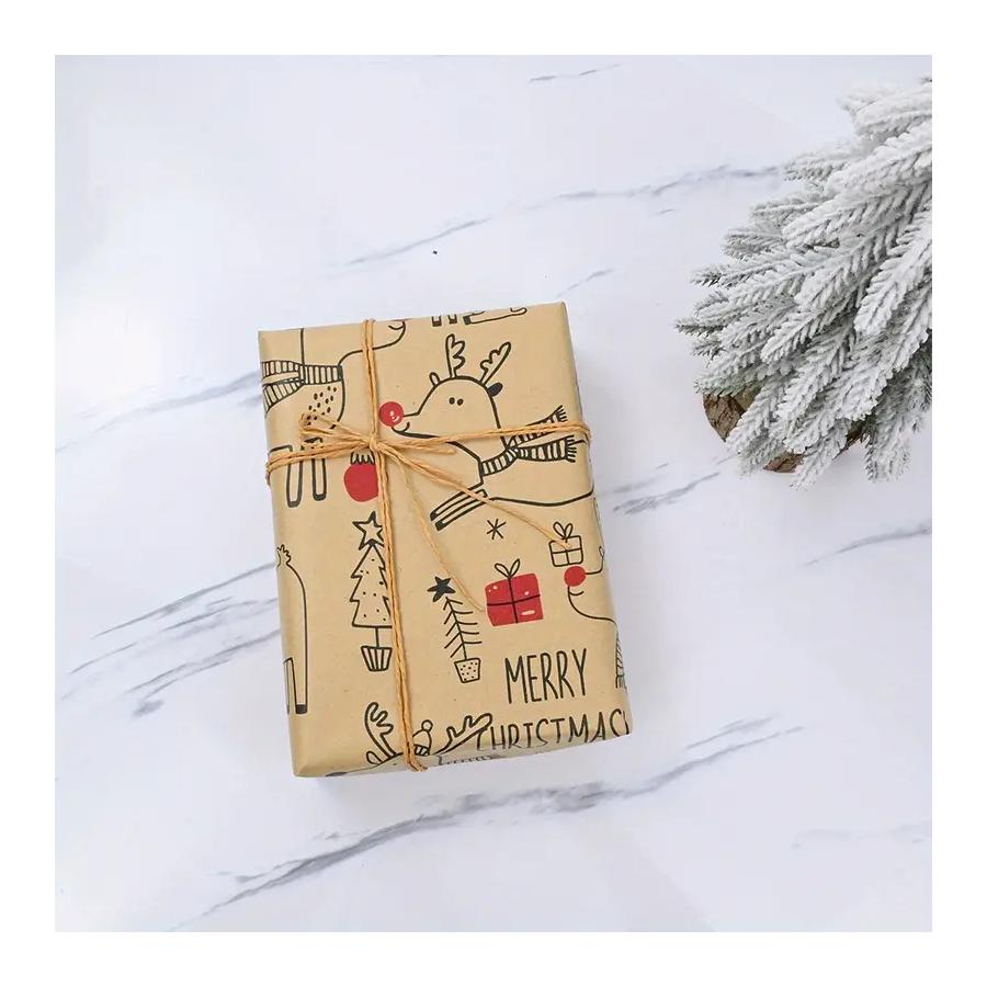 Weihnachtsgeschenkpapierrolle - Niedliches Rentier-Muster Kraftpapier zum Geschenkverpacken, 17×118 Zoll Festliche Weihnachtsdekorationsartikel