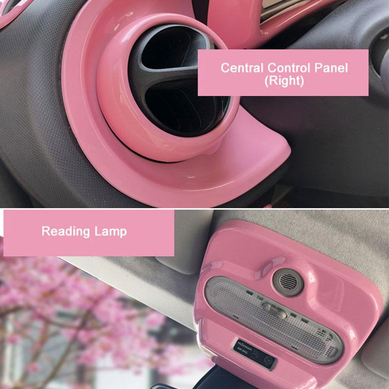 Car Pink Full Interior Modification Window Lift Panel Decoration Sticker For Smart 453 Fortwo Forfour Car Styling