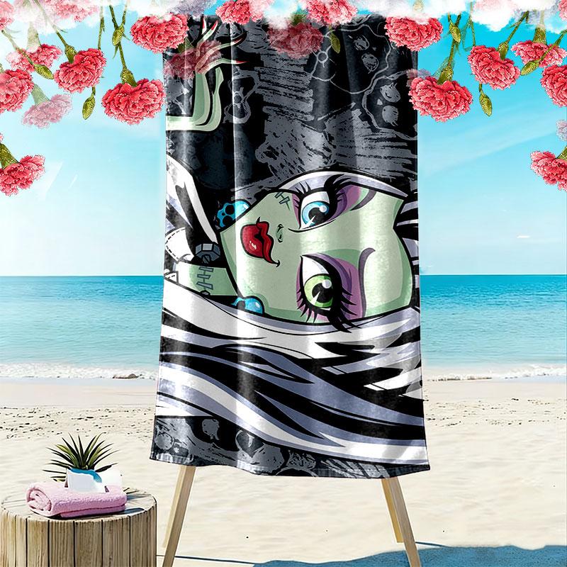 Frankie Stein Print Beach Towel, Large Soft Quick Dry Towel for Beach Camping Swimming