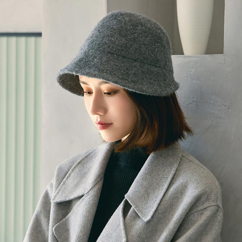 Hat Women's Autumn and Winter Wool Bucket Hat Warm Women's Fashion Versatile Show Small Face New Knitted Cold Basin Hat