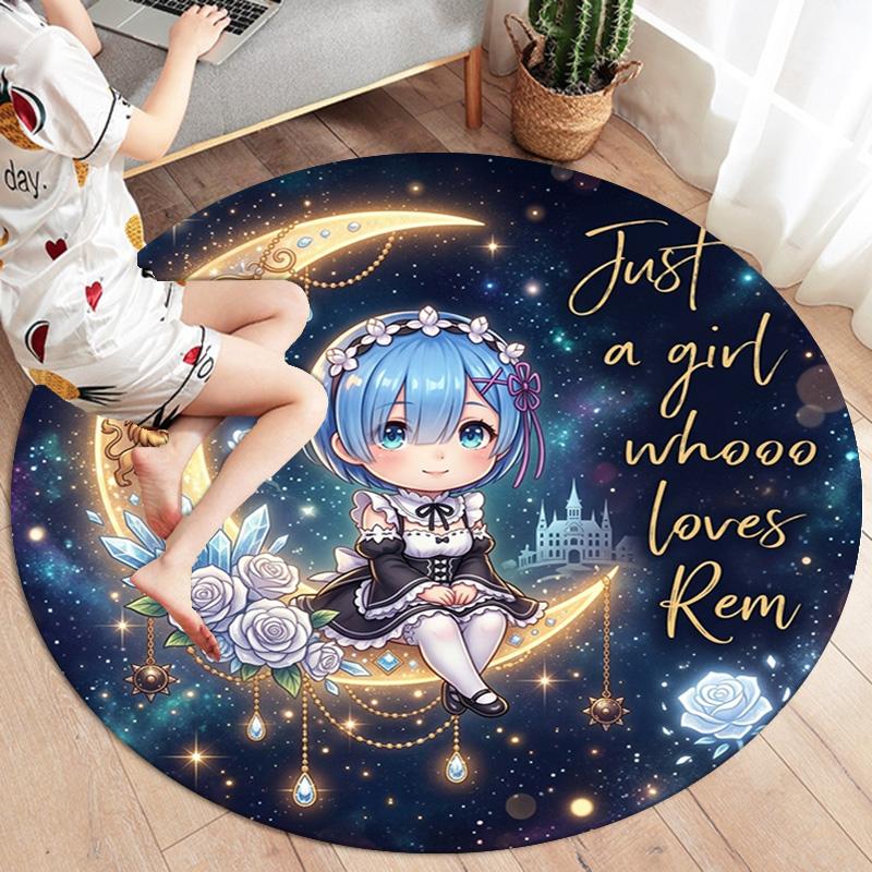 Re Zero Round Area Rug Carpet Rug For Living Room Bedroom Sofa Playroom Decor Nonslip Floor Mat