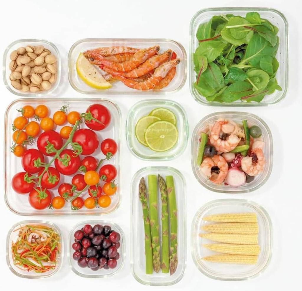 Iwaki Glass Storage Aqua 450ml x Pack Microwave Pack Microwave KBC3240BLN Heat-Resistant Container, Blue, Square, Small, 4-Pack, & Safe, & Safe,