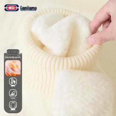 GENIOLAMODE Men's Fleece-Lined Turtleneck Knit Sweater