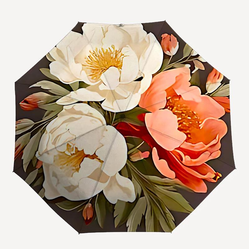 

1pc Floral pattern umbrella with 8 iron ribs and a plastic handle, automatic opening and closing, and daily use.1102