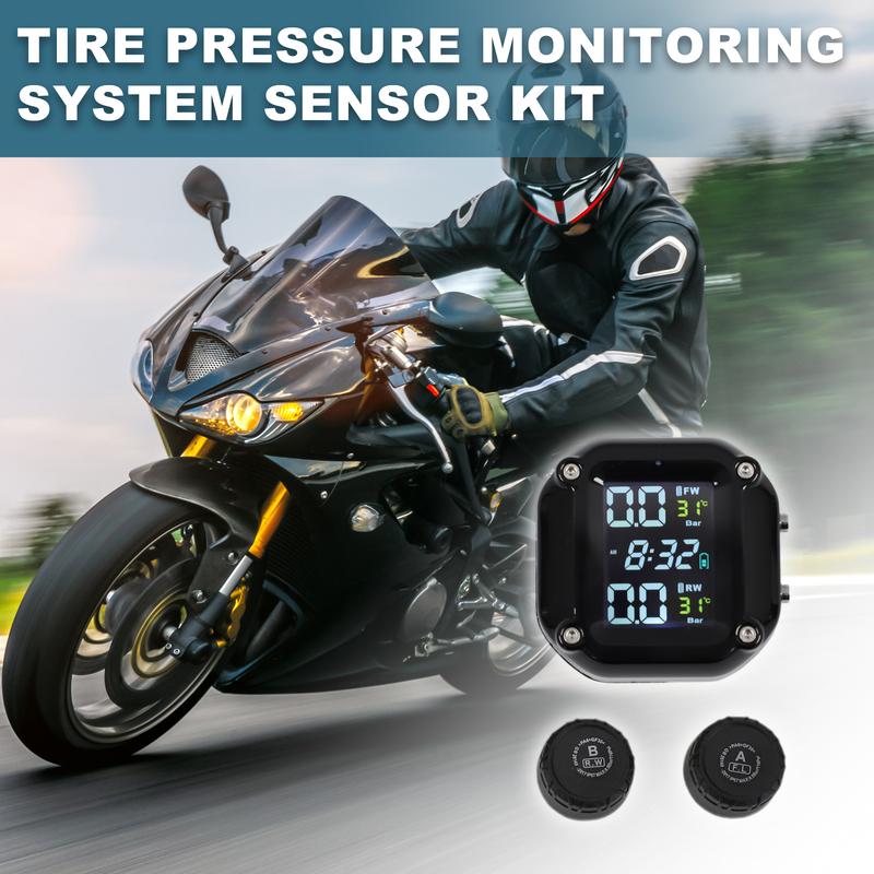 Motoforti Motorcycle Tire Pressure Monitoring System Kit 433/315MHz Tire Pressure Sensor Kit 1 Set