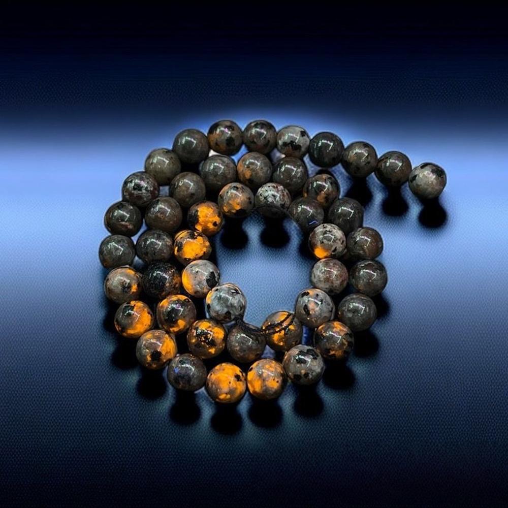 Natürliche Flammensteinperlen Yooperlite Sodalith Steinperlen 15" Strang Lose Zwischenperlen 4/6/8/10/12mm zur Schmuckherstellung DIY Armbänder Zubehör