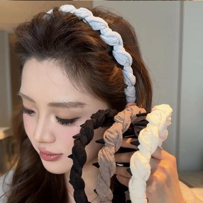 Aro de Cabelo Feminino Design Torcido Dentes Antiderrapantes Faixa de Cabelo Elástica Leve Confortável Faixa de Cabelo de Tecido Acessórios de Cabelo