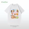 Top da Donna a Maniche Corte, Taglia Comoda, Cotone, Stampa Cartoon, Stile Retro