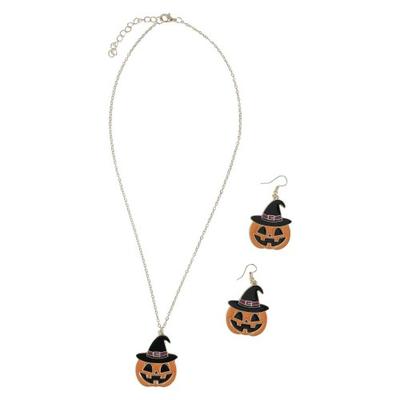 Fiestas Guirca Pumpkin Halloween Earring & Necklace Set
