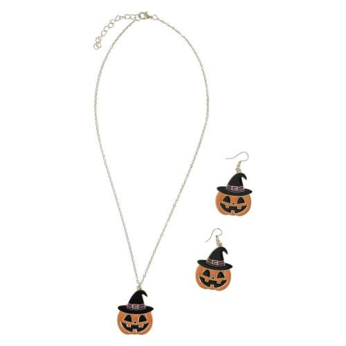 Set Orecchini e Collana Zucca di Halloween Fiestas Guirca