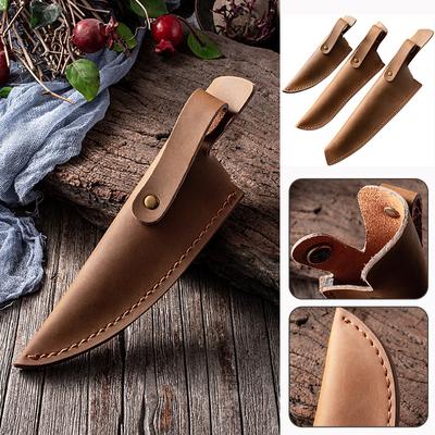 1 Stück Tragbare Retro-Rindslederscheide für gerade Messer, Beutelabdeckung für kleine gerade Messer, Holster, Tragescheide