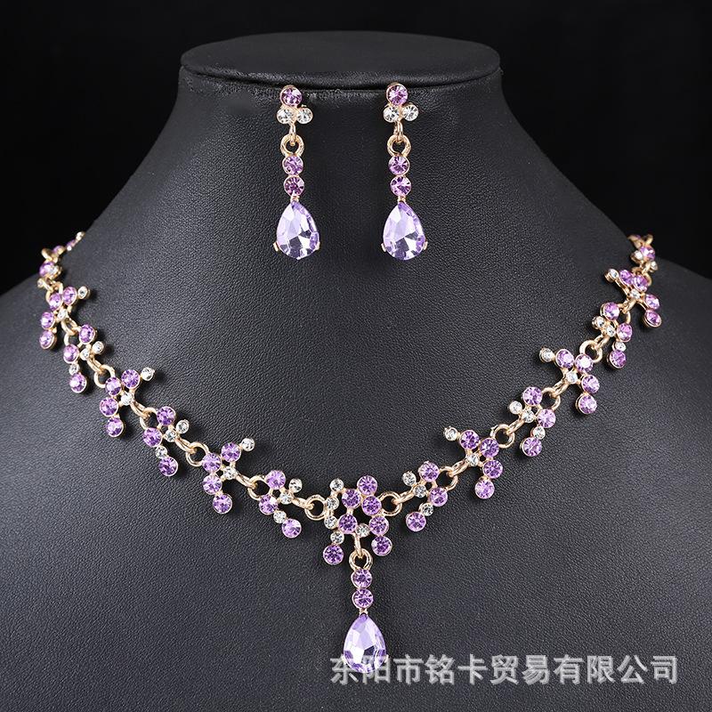 Zircon Necklace And Earrings Set - Simple Crystal Wedding Accessories - Elegant Bridal Jewelry Set