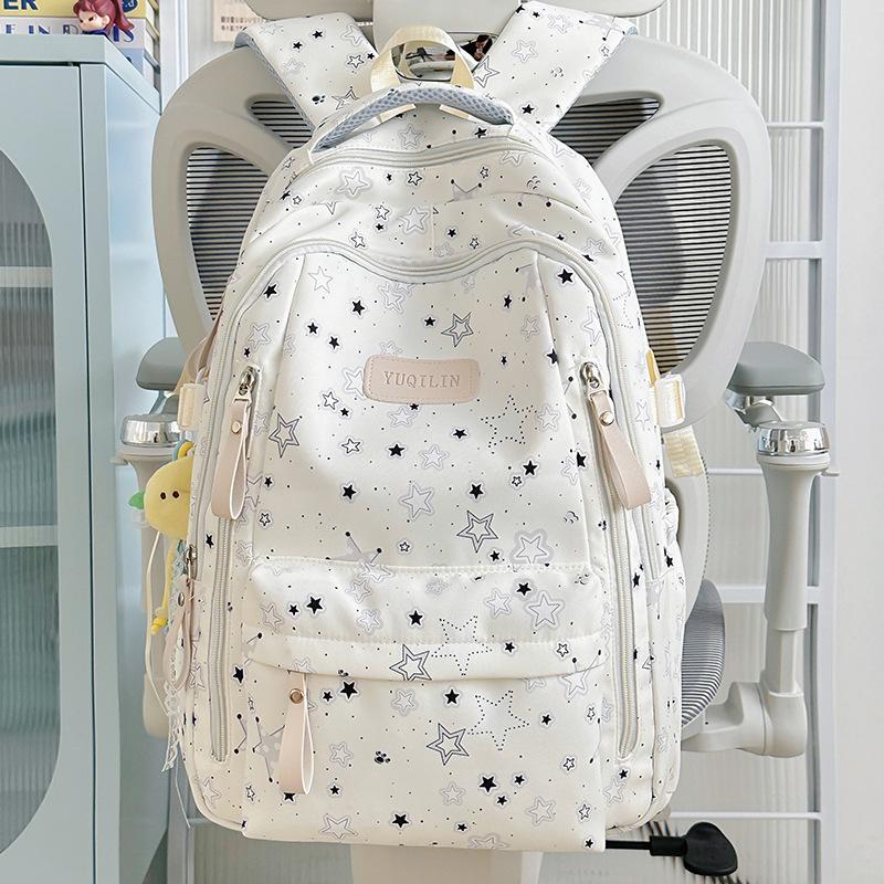 Student Schoolbag Junior High School High School Student Large Capacity Cute Star Backpack Women's New Casual Backpack