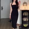 Women's Fashion Summer Spring Solid Color Print Sleeveless Hanging Neck High Waist Casual Dresses