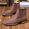 Men's Slip-On Boots with Embroidery Comfortable Casual Embroidered Boot
