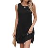 Women's Casual Fashion  Color Round Neck Sleeveless Backless Tie Dress