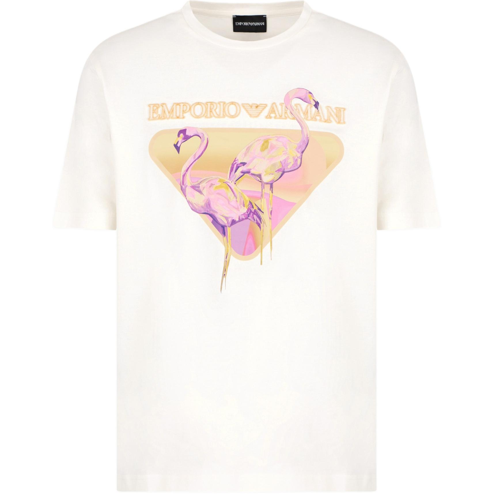 

Emporio Armani Round Neck Flamingo Print Short Sleeve T-Shirt Men Tops Off-White EM001900-AF14795-U1018 XXXL