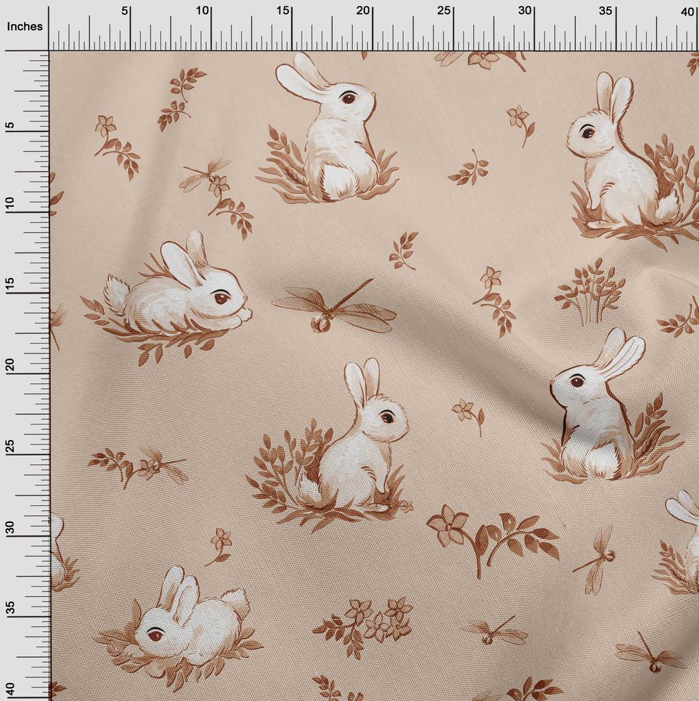 oneOone Cotton Flex Light Peach Fabric Kawai Dress Material Fabric Print Fabric By The Yard 40 Inch