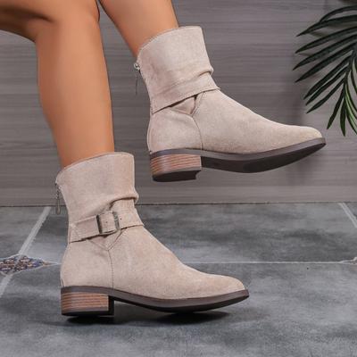 Fashion Winter New Women's Ankle Boots Large Low Heel 40-43 Suede Shoes for Women Black Long Boots Botines Mujer Women's Footwear