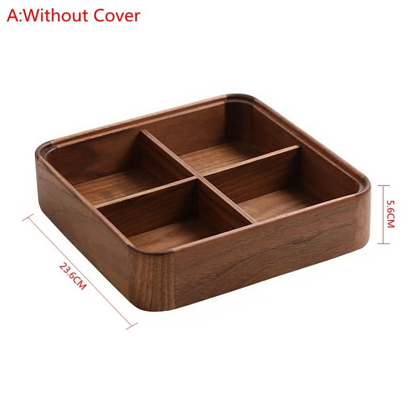 1PCS Wood Snack Box Divided Grid Dried Fruit Tray Vintage Ornament For Home Living Room Candy Nut Melon Seeds Storage Box