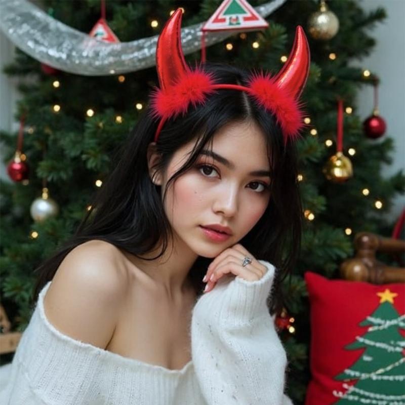 Teufelschwanz Kostüm mit Teufel Stirnband Fliege Halloween Teufel Cosplay Zubehör für Damen Teenager Maskenball Cosplay Party