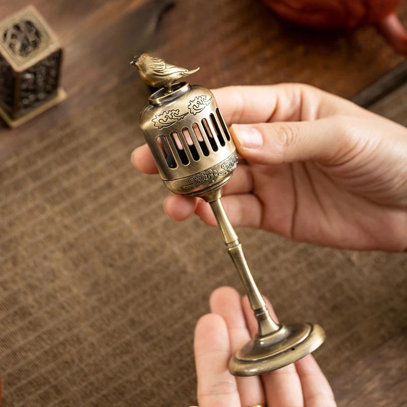 Incense Holder Metal Censer Cone Mini Coal Burner Home Decoration Portable Censer Tea House Backflow Incense Burner Base