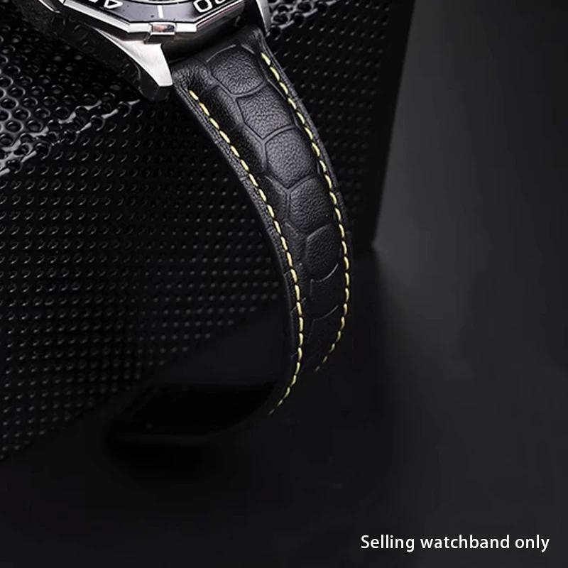 22mm Cowhide strap For Heuer F1 Racing WatchBand Aquaracer 300 Folding Buckle Carrera Watch Belt TAG Heuer men Watch Strap Brace