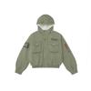 Mens Winter Hooded Cargo Cotton Coat Multi-Pocket Fleece Lined Loose Print Warm Streetwear Jacket