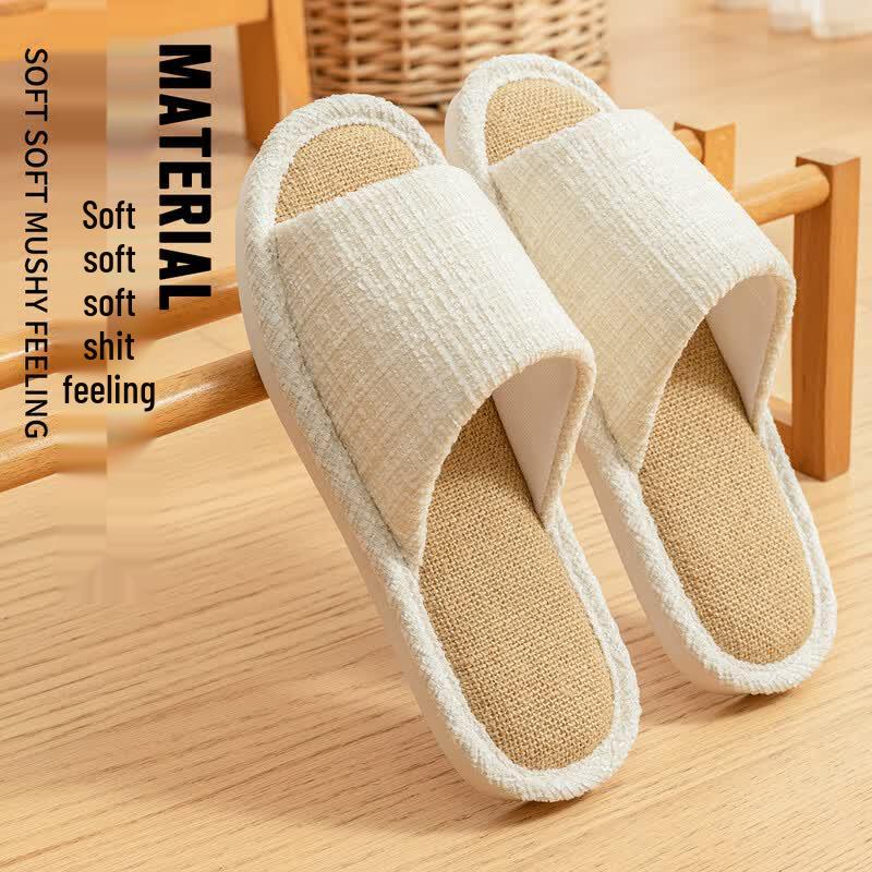 TJ882 Linen Cotton Indoor Slippers for Men & Women 38-39 белый