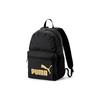 Phase Classic Logo Large Capacity Polyester Backpack Unisex Backpack Black 075487-08