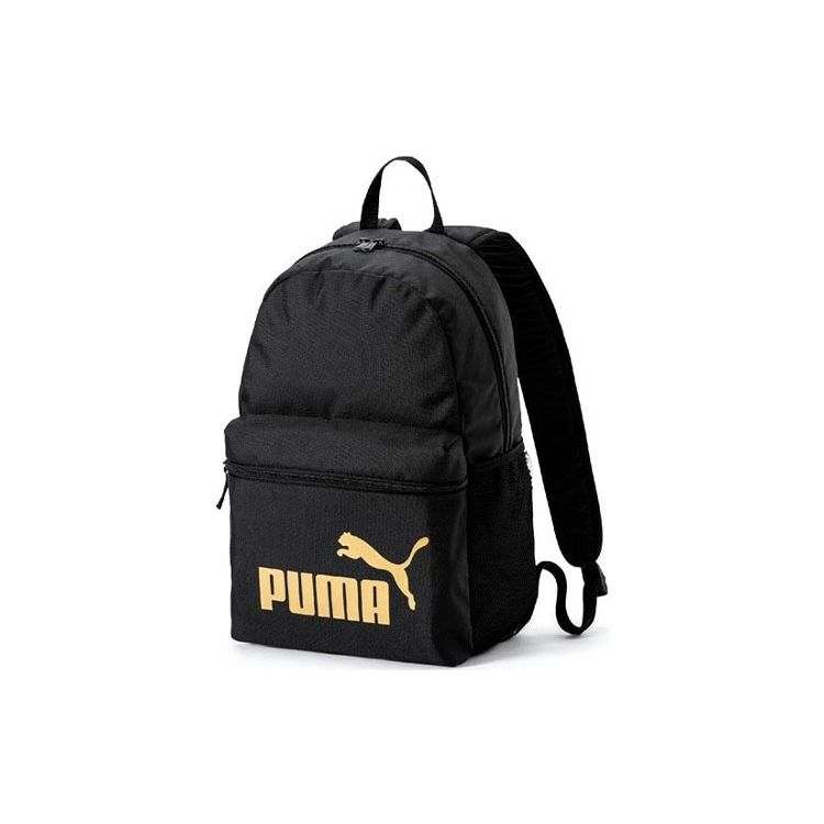 Puma Phase Classic Logo Large Capacity Polyester Backpack Unisex Backpack Black 075487-08 Pure Black