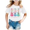 Summer Round Neck 3D Guitar Printed Top Fashionable Casual Short Sleeved Children's Girl T-shirts