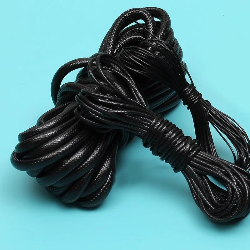 Black Thai oil wax rope round handmade leather dense wax rope woven jewelry pendant tied with flat rope DIY material